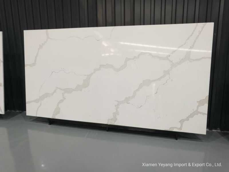 Solid Surface Calacatta Quartz Slabs for Countertop/Vanitytop
