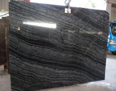 Popular Natural Black Serpeggiante Wood Marble Slab and Tile for Hotel Wall Floor Decorate