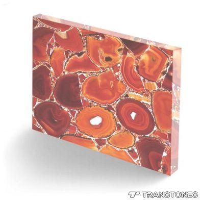 Polished Translucent Semi Precious Red Agate Reception Desk