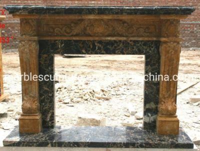 High Polished Marble Stone Sculpture Classic Marble Fireplace (SYMF-073)