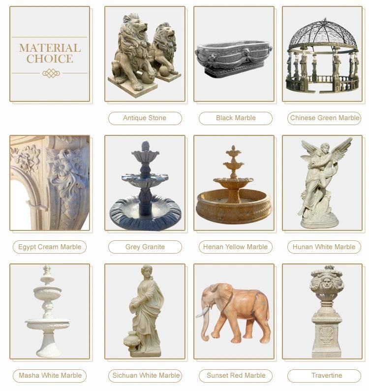 Western Style Luxury Beige Cream Marble Fireplace Mantel with Lady Statue
