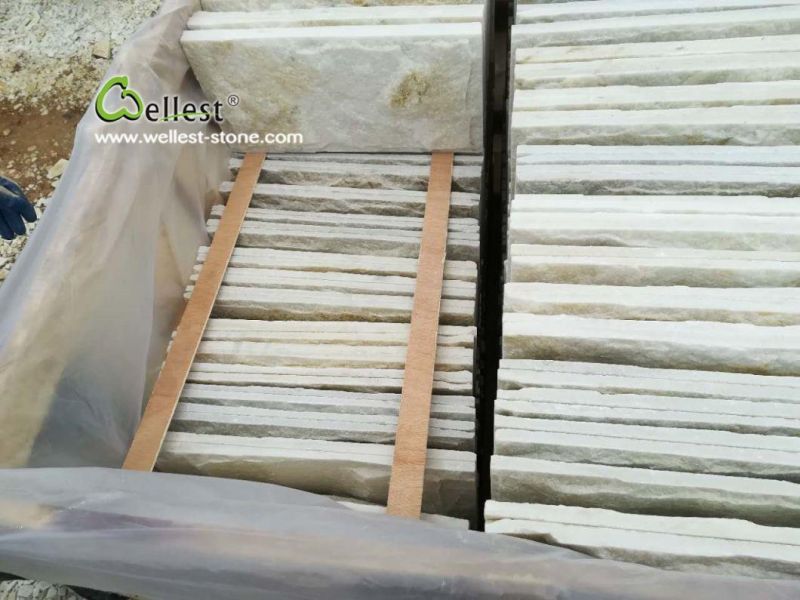 Natural Beige Quartzite Mushroom Wall Cladding Panel Stone