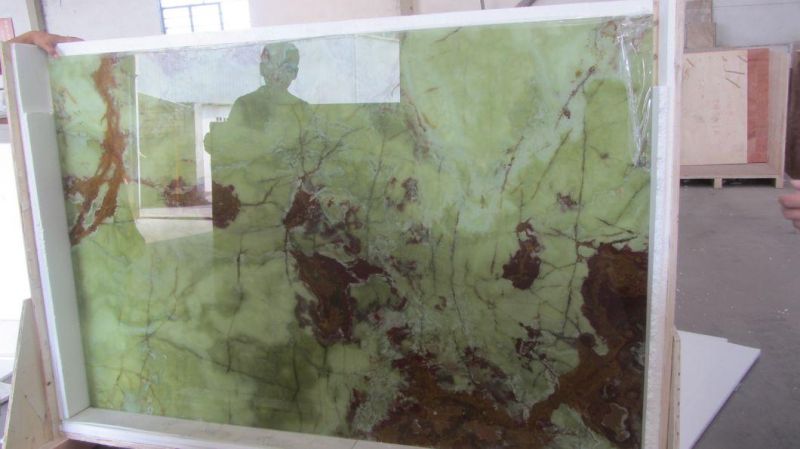 Translucent Dark Green Onyx with Red Vein Wall Slab Panel Decoration