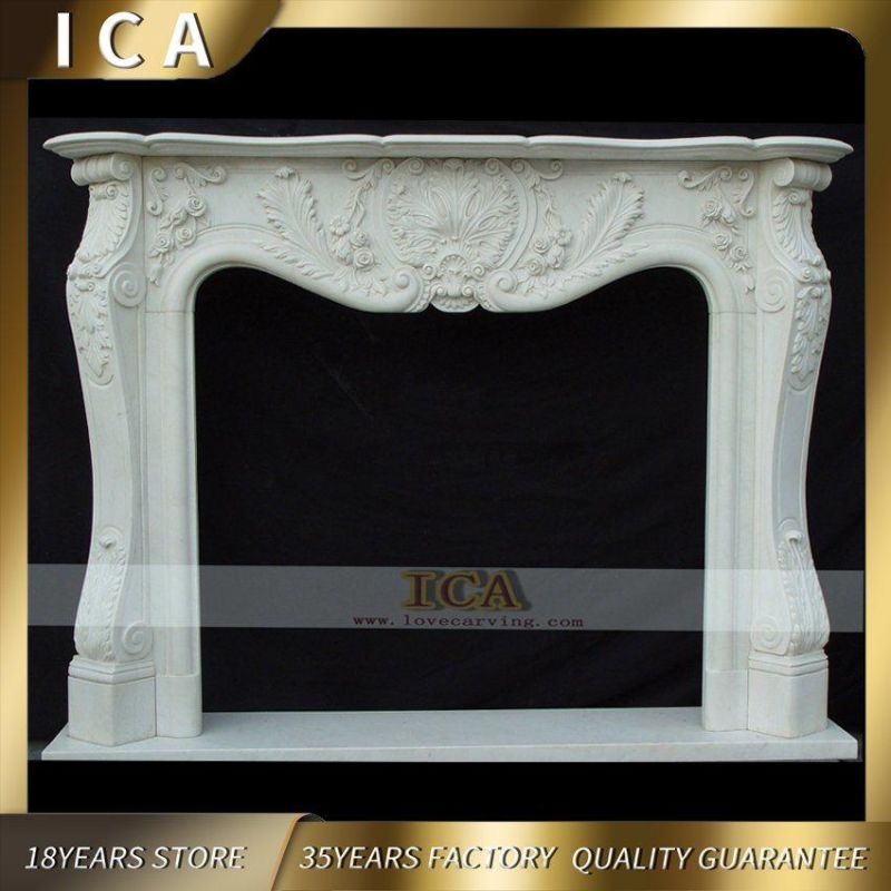 Stone Fireplace Home Decoration White Marble Fireplace