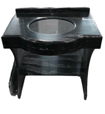 Customized Single Hole Wash Basin Sink Rectangular Black Marble Wash Hand Basins Bathroom Vanities Countertops Vanity Tops