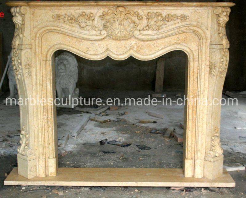 Factory Wholesale in Stock Beige Stone Marble Fireplace (SYMF-239)