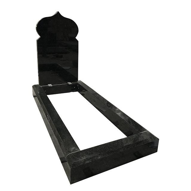 Absolute Black Granite Funeral Kerb Tombstone for Muslim
