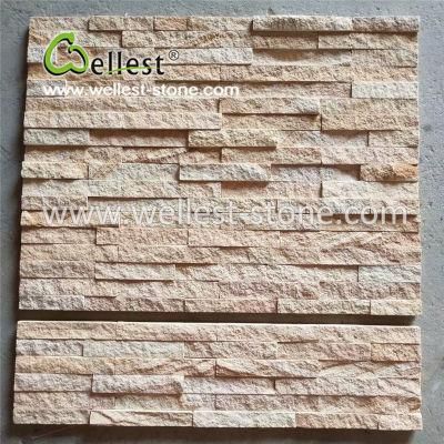 Yellow Wood Grain Sandstone Ledgestone/Fieldstone/Culture Stone Veneer Tile