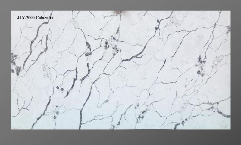 China Artificial Stone Black/Gray/Red Slabs Calacatta Staturio White Quartz for Hospitality Residential Vanity Tops Kitchen Countertop
