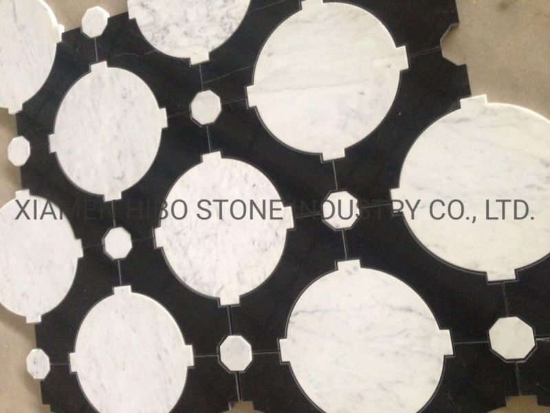 Carrara and Thassos Marble or Marble Mix Metal/Glass/Mirror Luxury Waterjet Mosaic Tile for Backsplesh Tile