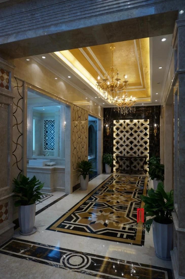 Background Wall Waterjet Composite Marble Medallion Design