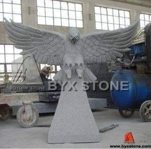 Carved Eagle Sculpture Granite Monument for Cemetery
