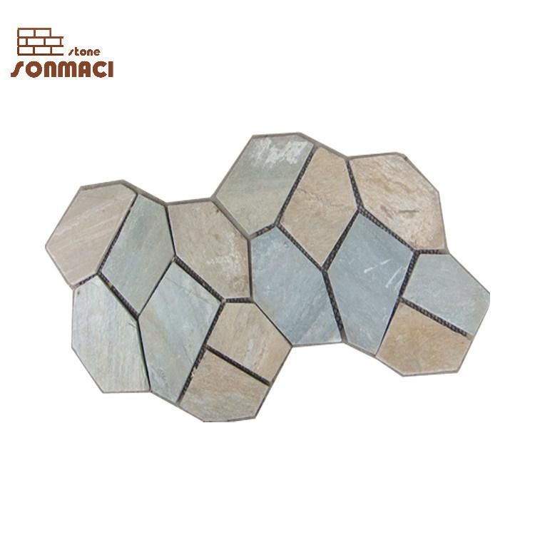 Natural Flagstone Mat Mesh Stone Tiles