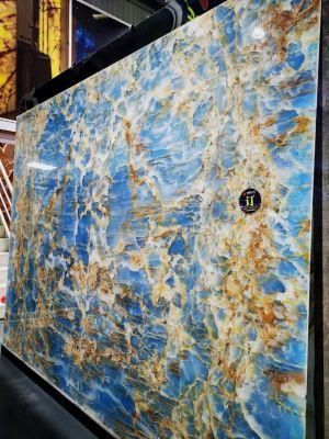 Imported/High-Quality/Natural Blue Marble Slab Black Fantasy for Luxury Decoration