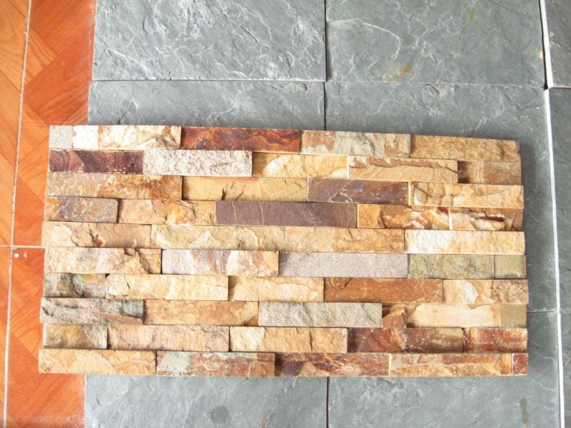 Rusty Cultural Stone Natural Slate Wall Cladding Stone Panel Split Surface