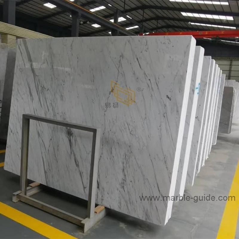 China Guangxi Carrara Bianco/White Marble Tiles for Staicase/Kitchen/Bathroom/Vanity/Countertop Factory