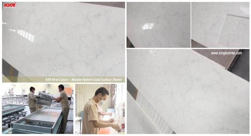 Grey Vein Marble Slab Solid Surface Kitchen Island Artificial Stone