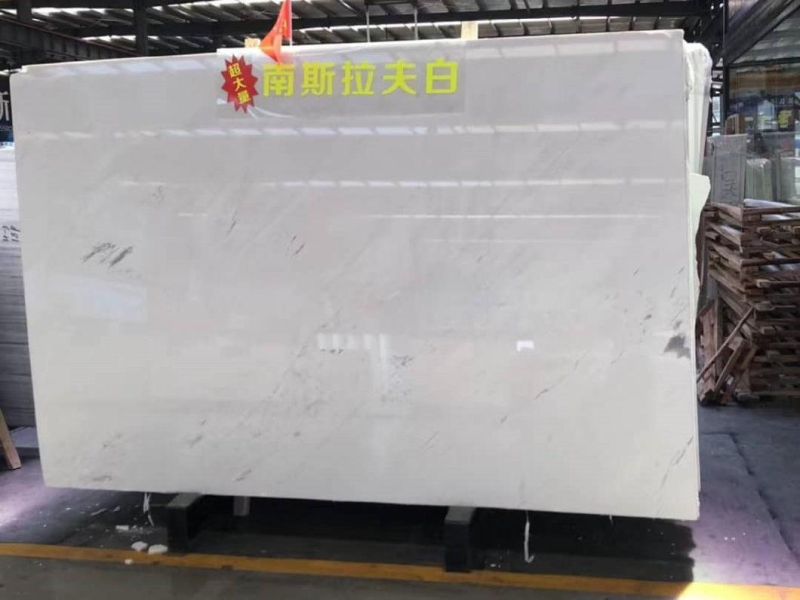 Pure White Marble Slabs for Flooring/Wall/Countertops Natural Stone Building Design Project