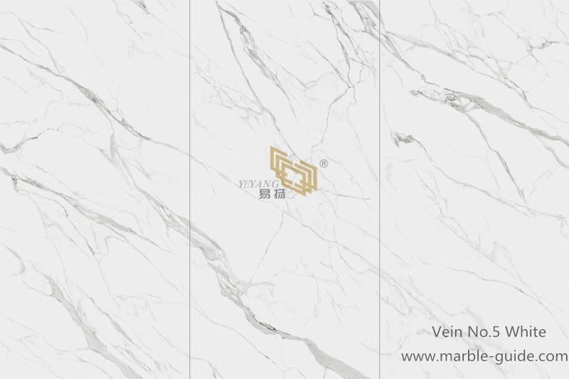 Artificial Stone Carrara Marble Looking White Sintered Stone for Kitchen/Countertops/Bathroom