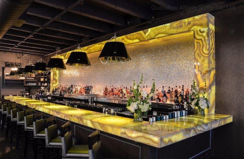 Hotel Bar Top Decoration Transparent Luxury Onyx Design with Backlit