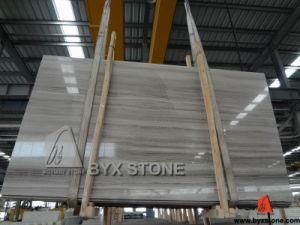 White Wooden Vein Marble Polished Big Slab for Wall, Countertop