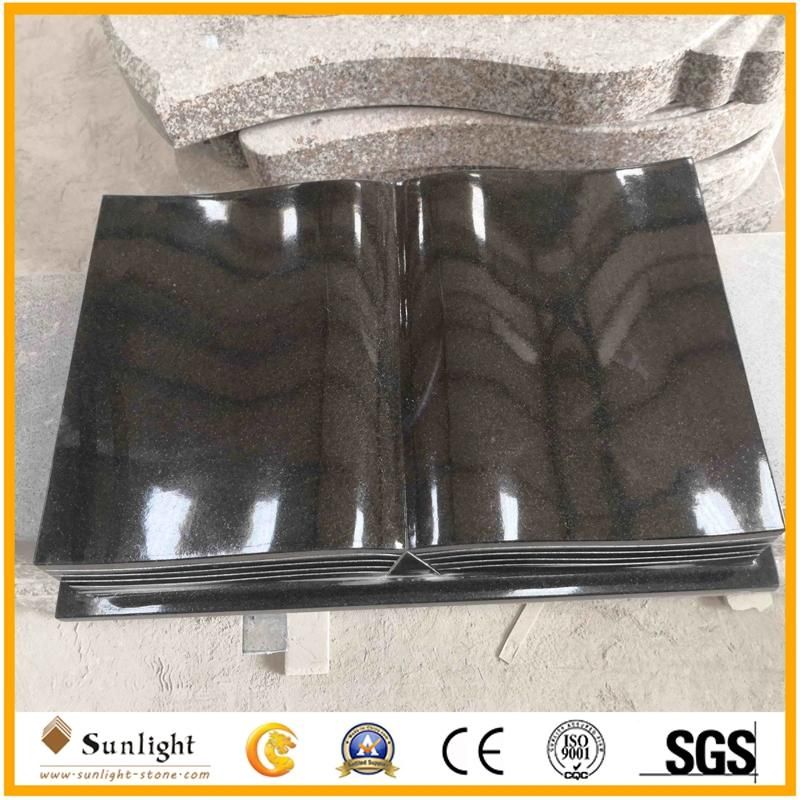 India Black Granite Book Bible Style Tombstone for Cemetery