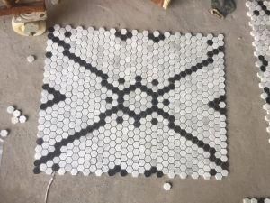 Polaris Marble &amp; Nero Marquina / Marble Honeycomb Panel Mosaic Tiles