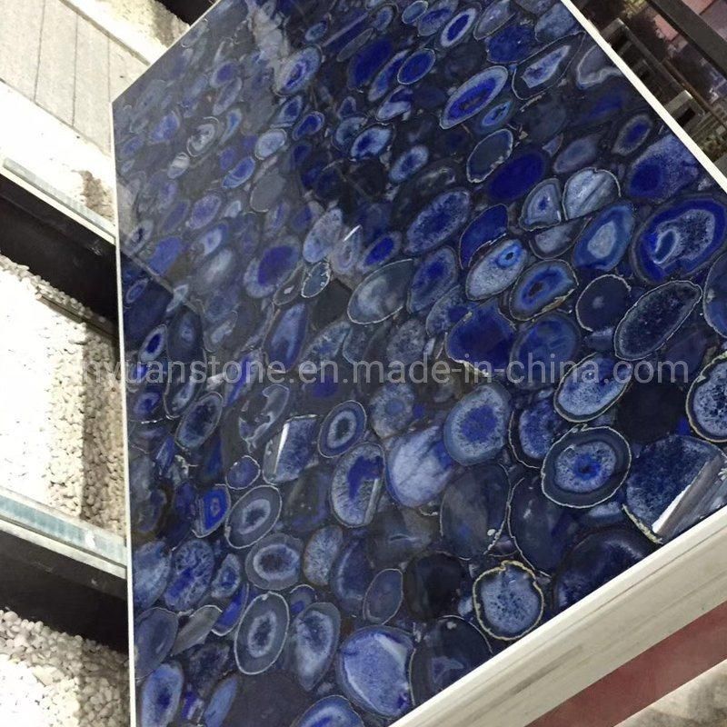 Hotsale Semi Precious Stone Blue Agate Backlit Slab