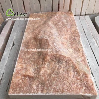 Pink Quartzite Wall Cladding Mushroom Tile, Exterior Wall Decoration