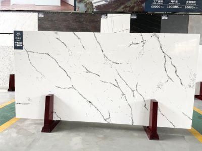 New Design Artificial Calacatta White Quartz Stone Slab Interior Dining Table Top