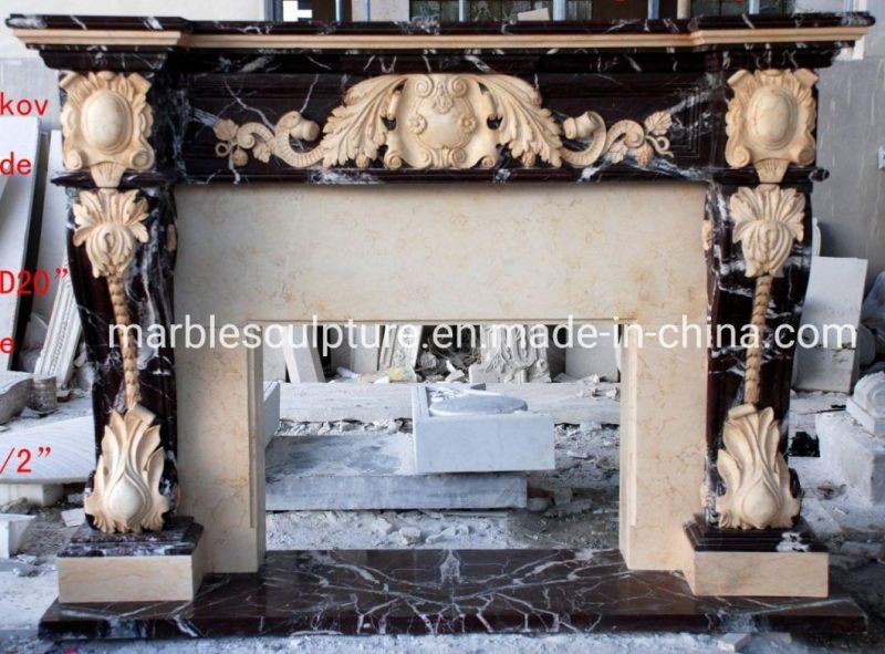 New Design Custom Made Stone Sculpture Marble Fireplace (SYMF-047)