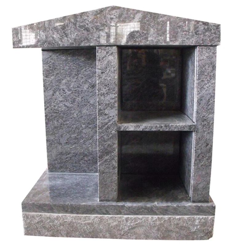 Bahama Blue Granite Serp Top Upright Headstones with Memorial Vases