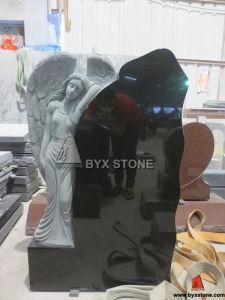 Shanxi Black Granite Standing Carved Angel Monument