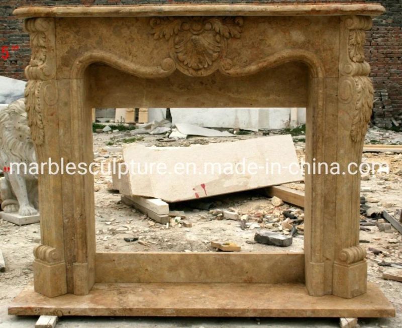 European Style Flower Carved Marble Fireplace for Sale (SYMF-126)