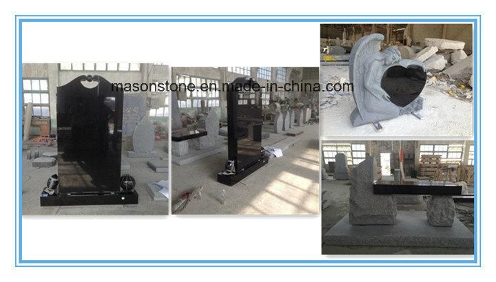 Weeping Angel with Doulbe Heart Granite Headstones