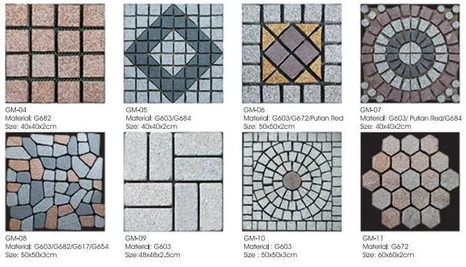 G603/G654/G684/G682 Natural Stone Granite Paving Stone on Mesh for Outdoor Street/Garden/Landcaping