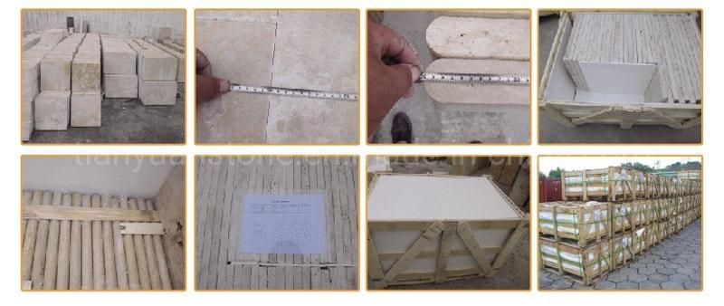 Light Greytravertine 3cm French Pattern Set Natural Stone Chiseled Edge