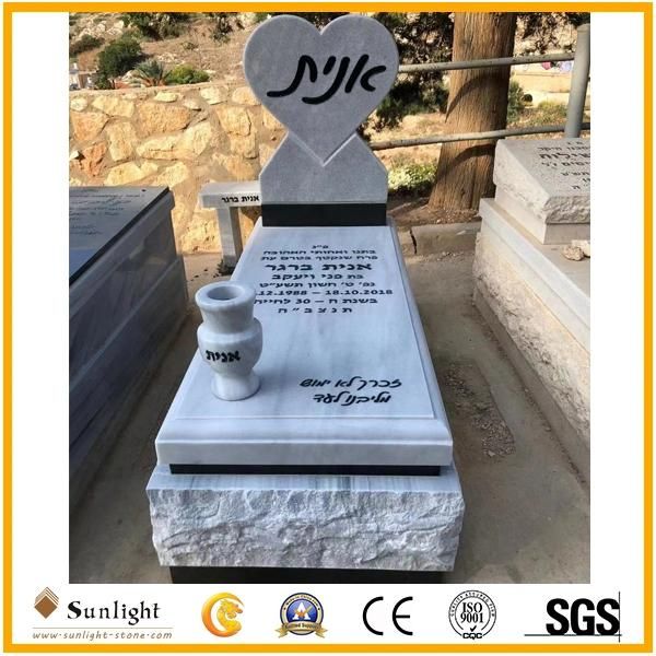 Natural Stone White/Green/Grey/Red/Black Granite/Marble Headstone for Cremetery Garden