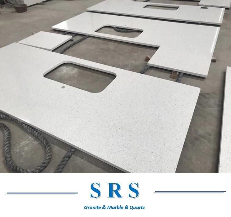 Wholesale Prefab Solid Artificial White Quartz for Kitchen, Counter Top, Vanity Tops