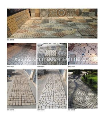 Mixed Color Granite Cube Stone on Mesh