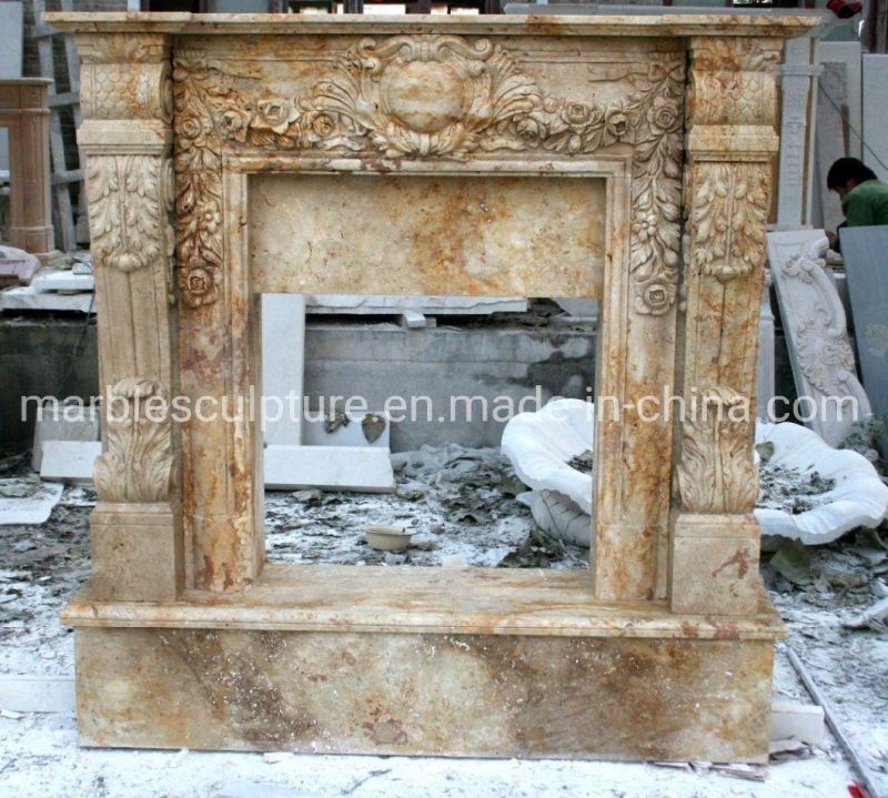 Hot Selling Indoor Decoration Marble Carved Fireplace (SYMF-205)