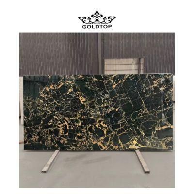 Commercial Project Black/Gold/White Bathroom/Kitchen Countertop 600*600 Tile Black Gold Marble for Home