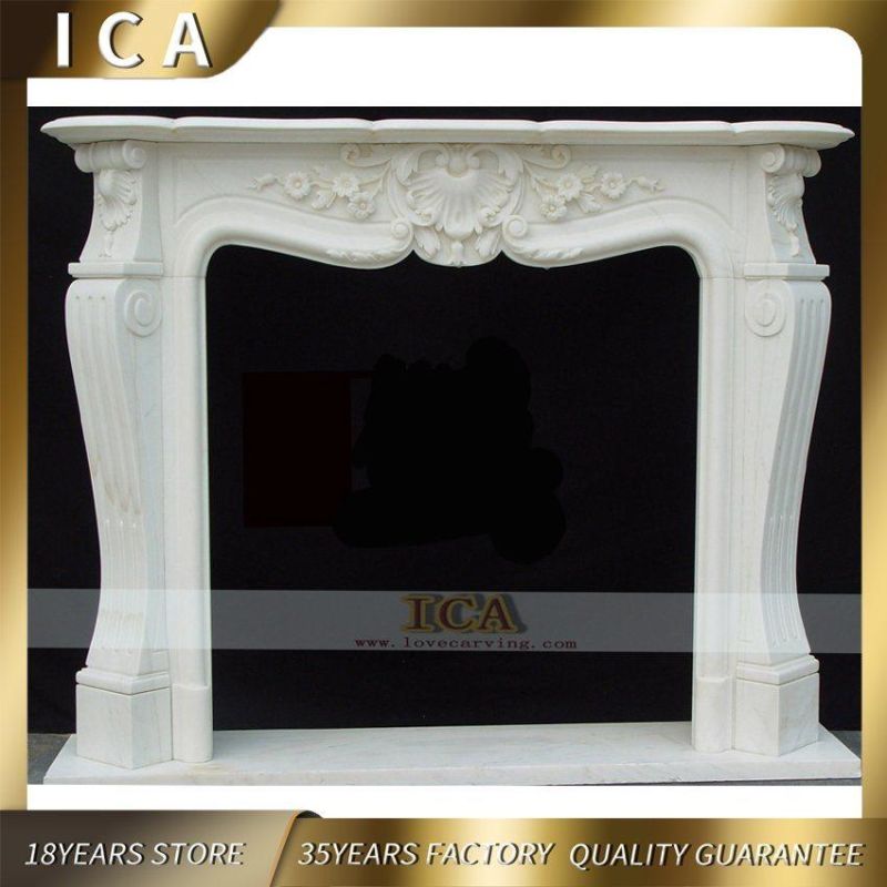 Classical Design Indoor Decoration Fireplace White Stone Fireplace