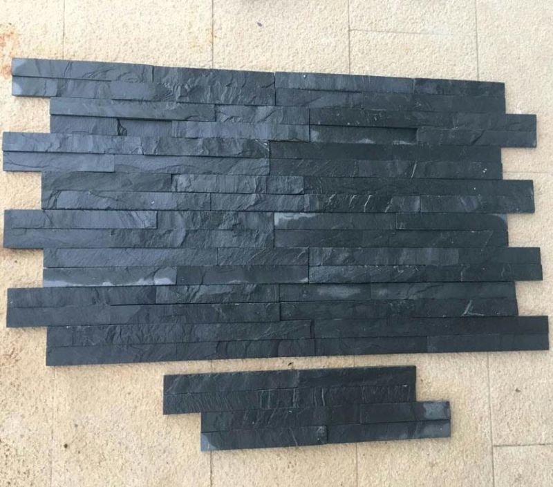 Black Rough Surface Natural Slate Stone Covering Paneling Wall Cladding Tiles