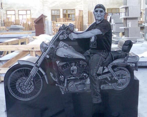 New Style Black Granite Motorcycle Statue Tombstone