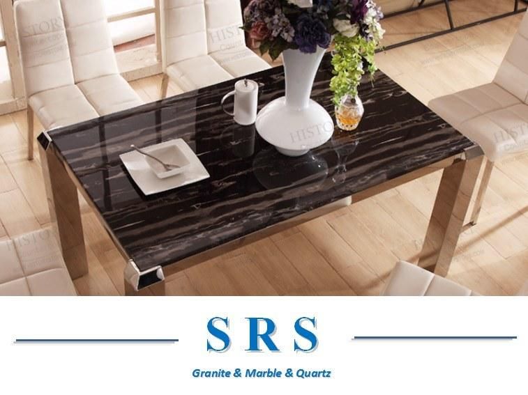 Natural Stone Round/Rectangle Silver Dragon Marble Top Dining Table for Home Furniture