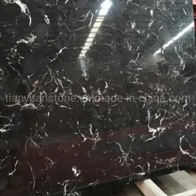 Black Ice Flower Marble (With White Veins) Slabs, Black Marble