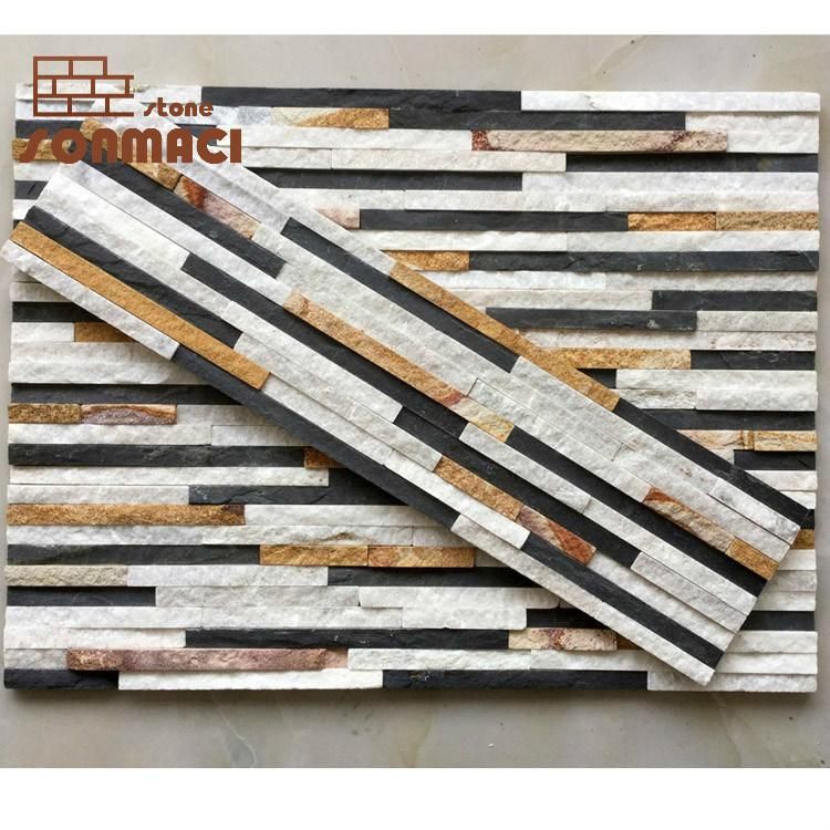 Esay Installation Mixed Color Stacked Stone Wall Cladding
