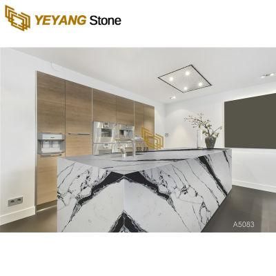 Hot Selling Calacatta White Quartz Slab with Black Veins for Kitchen/Islan/Background/Interior/Decorationd/Countertop