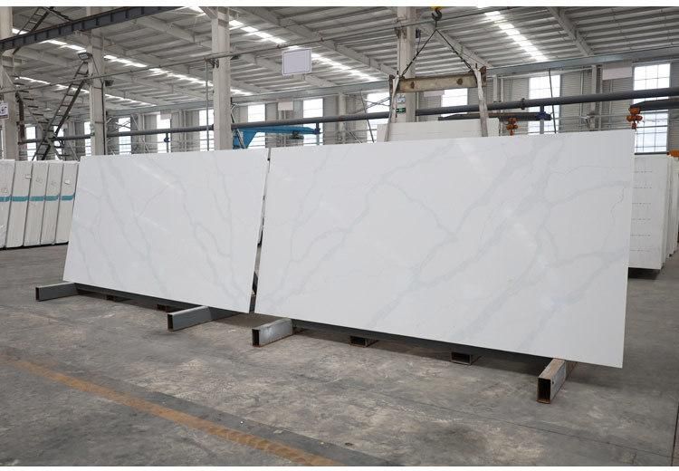 Wholesale White Color Calacatta Quartz for Countertops/Vanity Tops/Floor Tile/Wall Tile